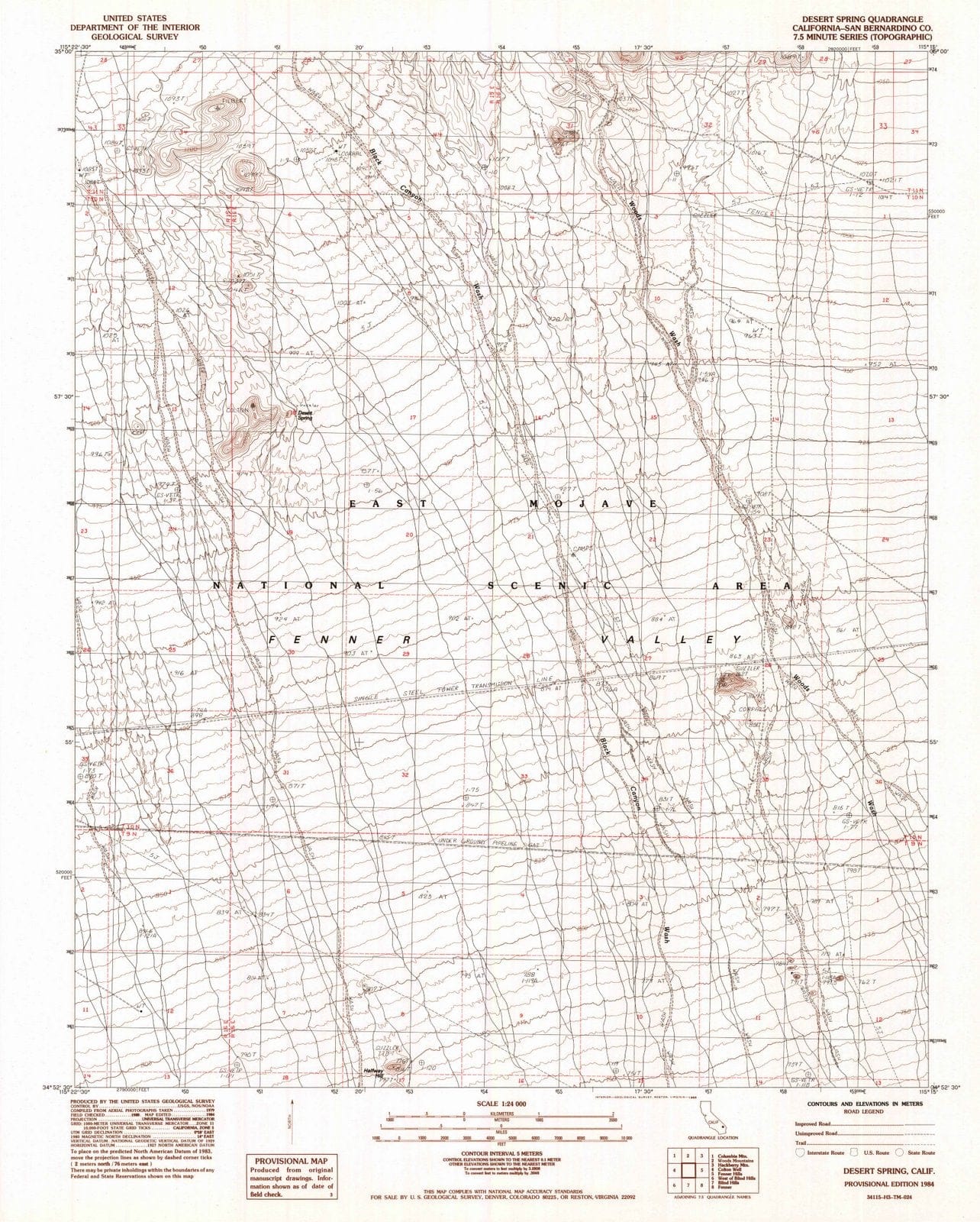 1984 Desert Spring, CA - California - USGS Topographic Map