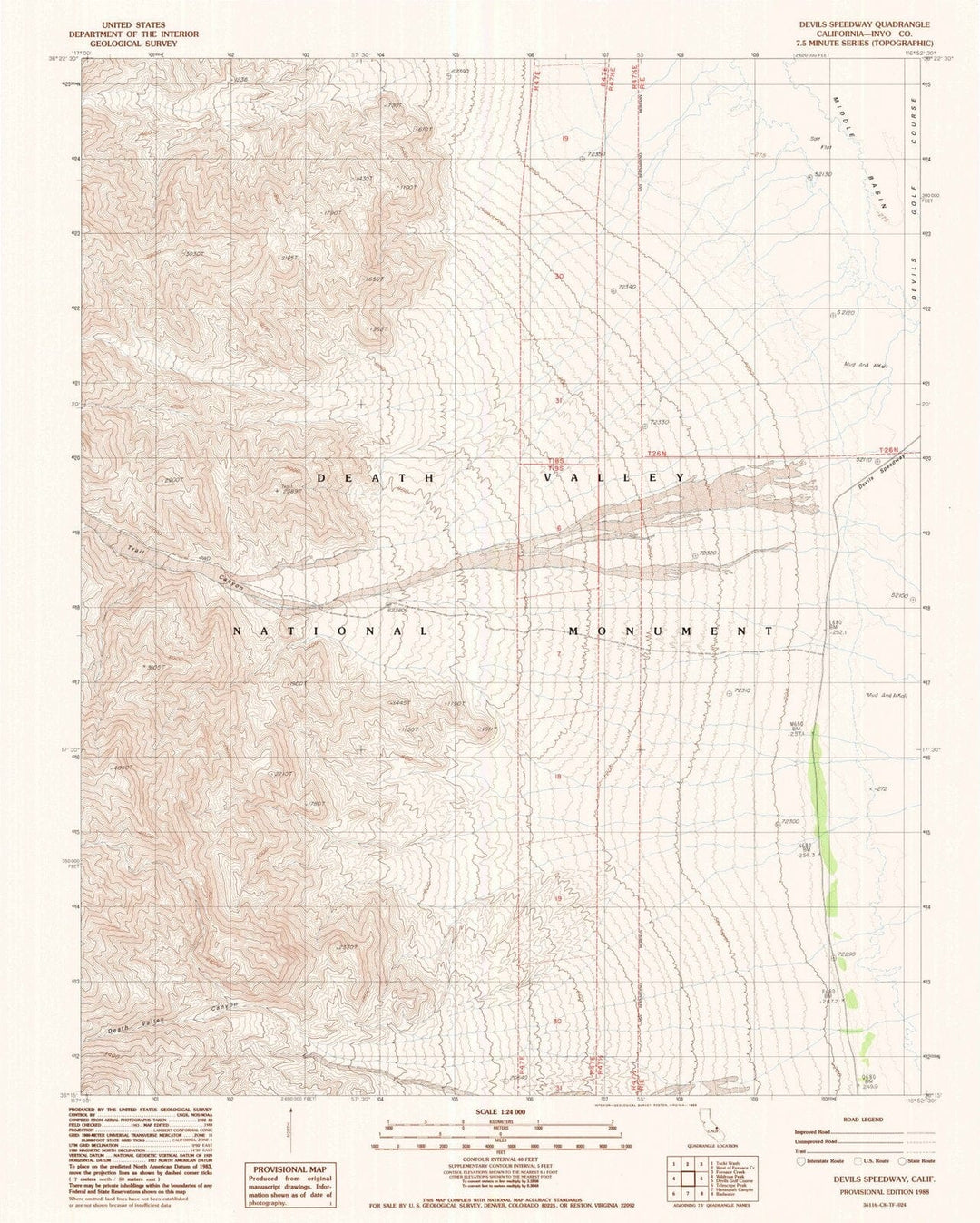 1988 Devils Speedway, CA - California - USGS Topographic Map