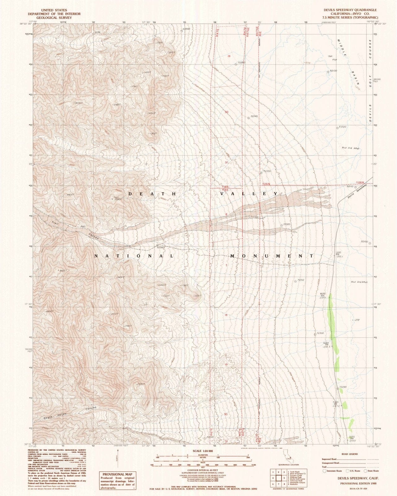 1988 Devils Speedway, CA - California - USGS Topographic Map