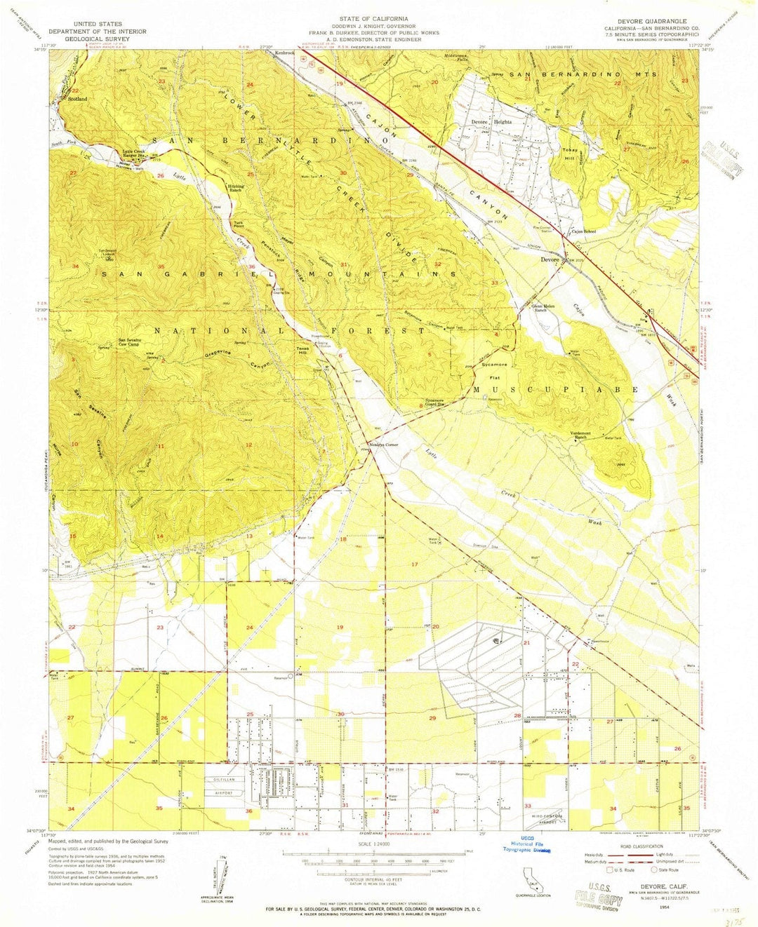 1954 Devore, CA - California - USGS Topographic Map