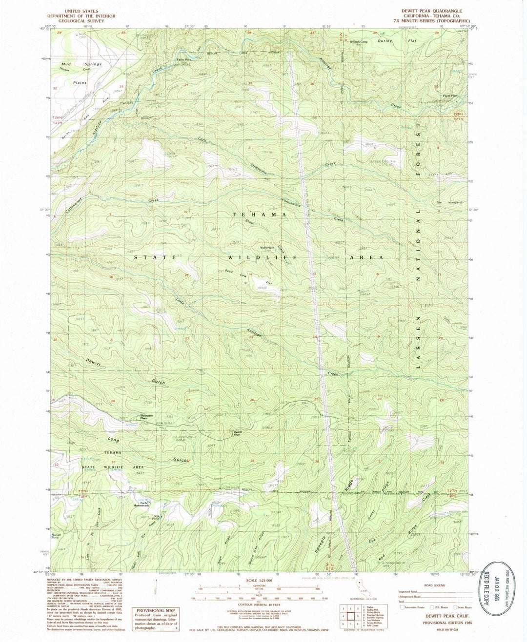 1985 Dewitt Peak, CA - California - USGS Topographic Map