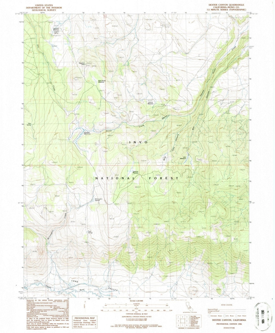 1986 Dexter Canyon, CA - California - USGS Topographic Map