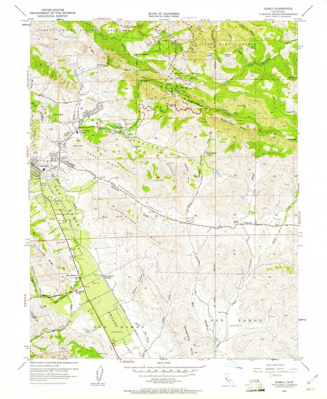 1953 Diablo, CA - California - USGS Topographic Map