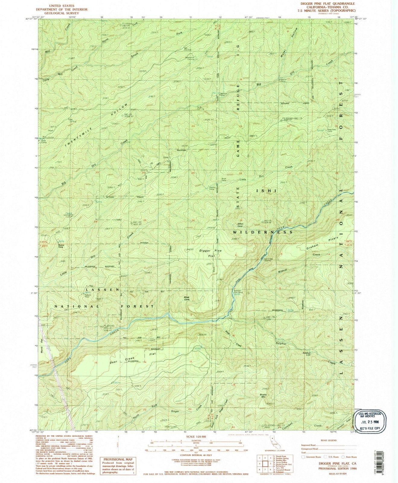 1986 Digger Pine Flat, CA - California - USGS Topographic Map