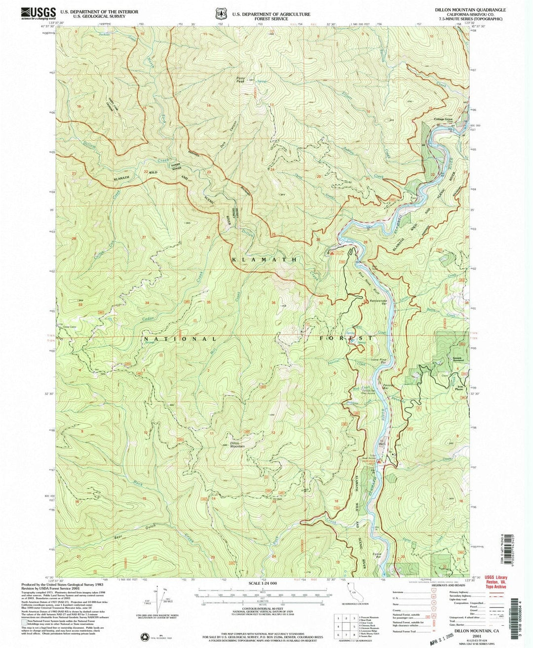 2001 Dillon Mountain, CA - California - USGS Topographic Map