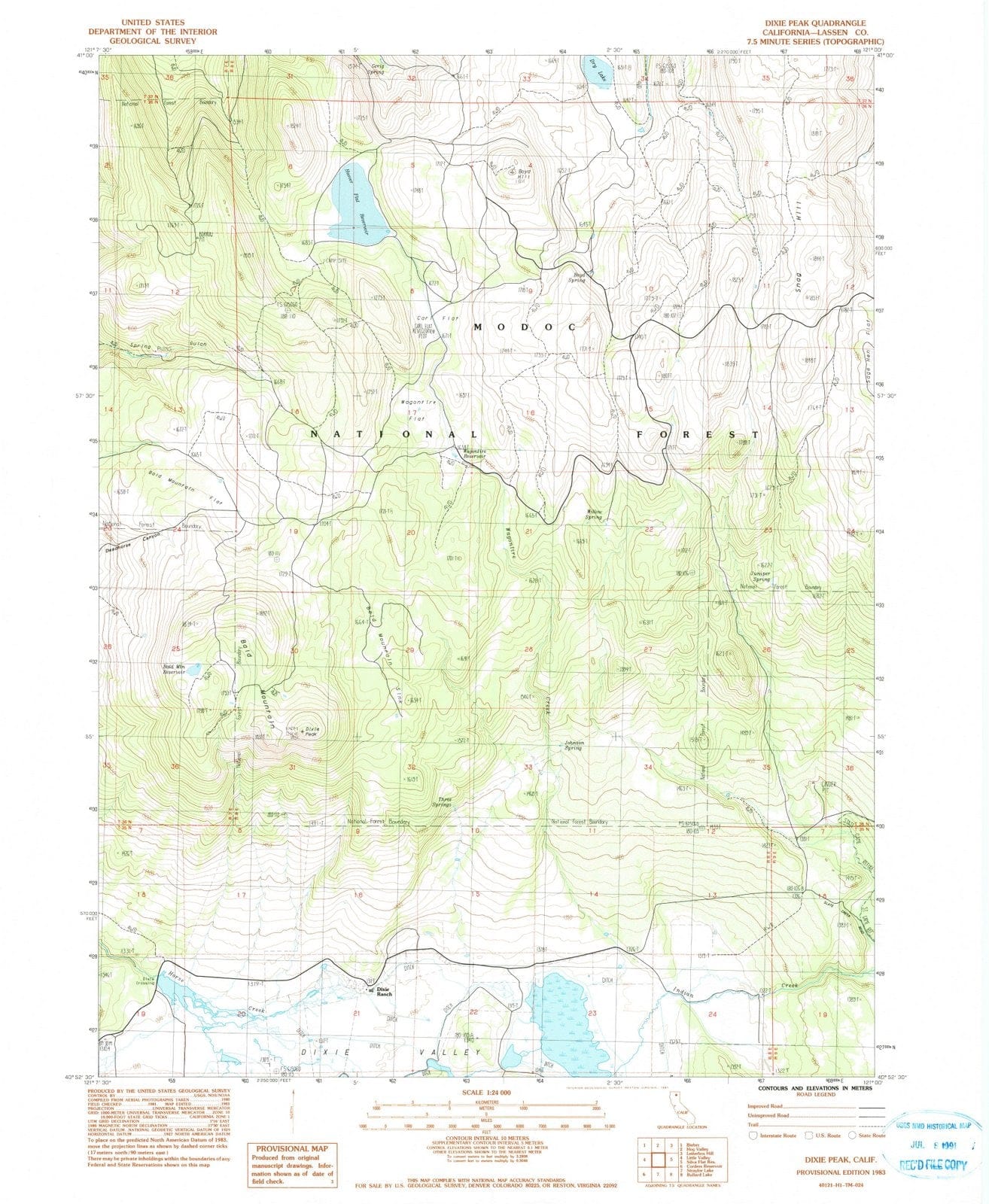 1983 Dixie Peak, CA - California - USGS Topographic Map