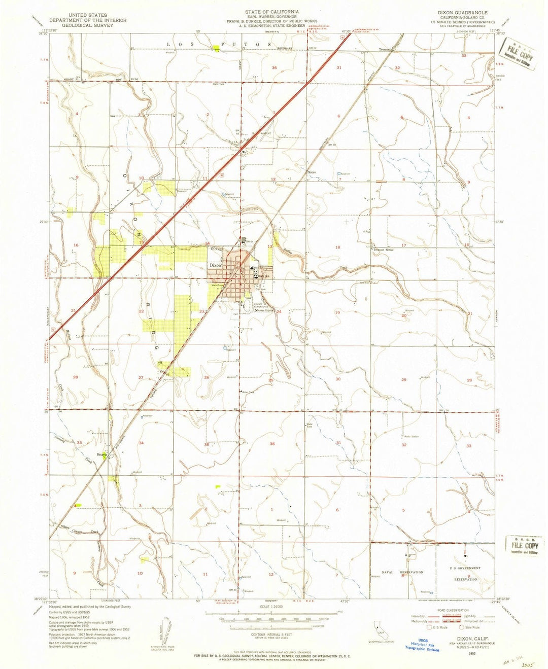 1952 Dixon, CA - California - USGS Topographic Map