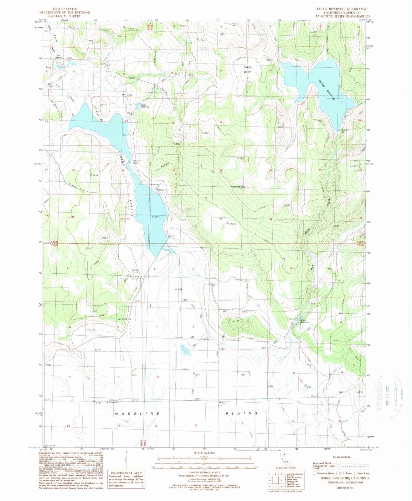 1989 Dodge Reservoir, CA - California - USGS Topographic Map