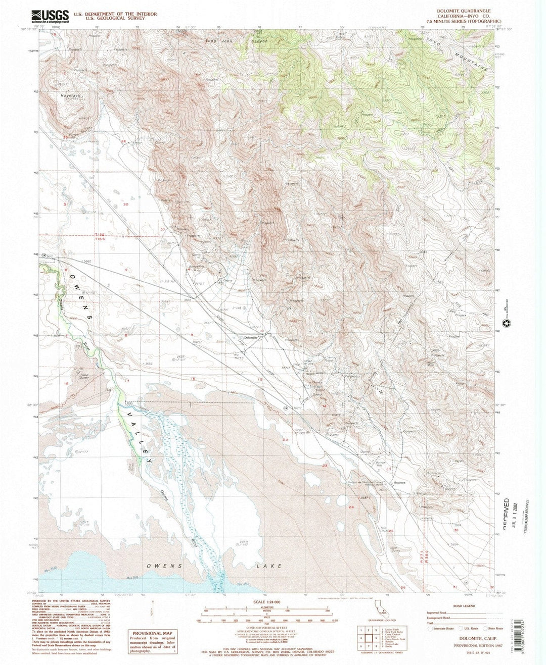 1987 Dolomite, CA - California - USGS Topographic Map