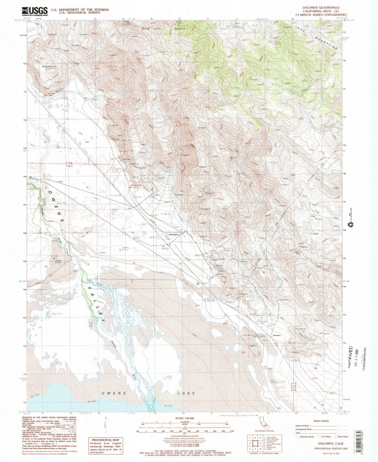 1987 Dolomite, CA - California - USGS Topographic Map