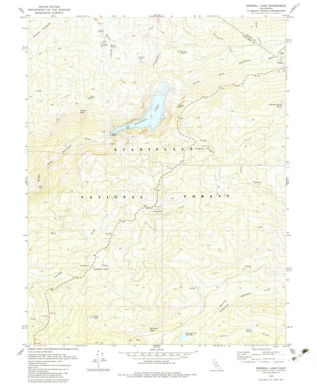 1979 Donnell Lake, CA - California - USGS Topographic Map