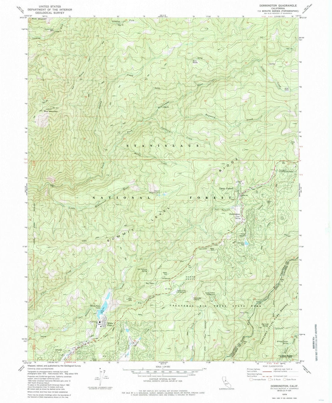 1979 Dorrington, CA - California - USGS Topographic Map