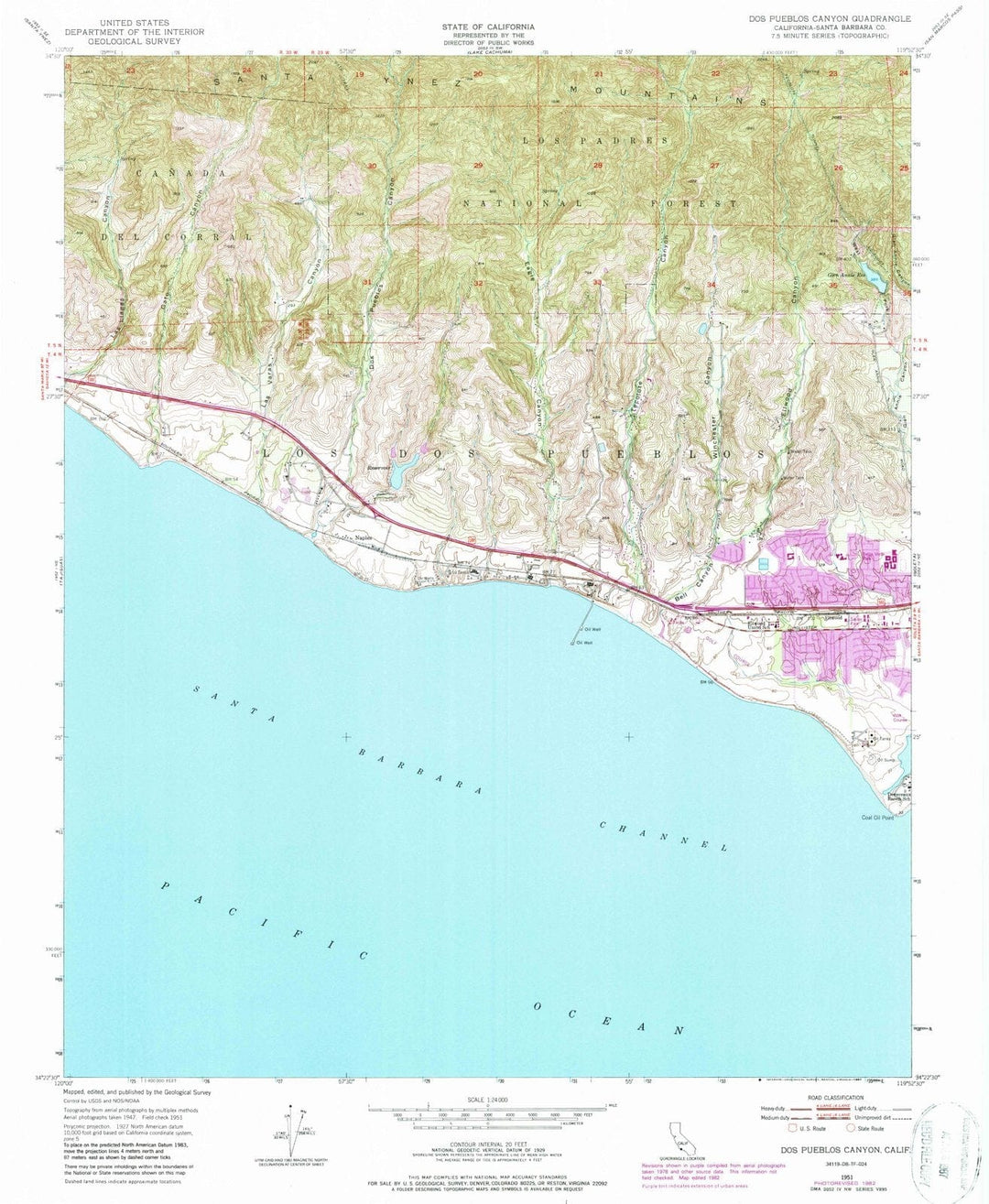 1951 Dos Pueblos Canyon, CA - California - USGS Topographic Map