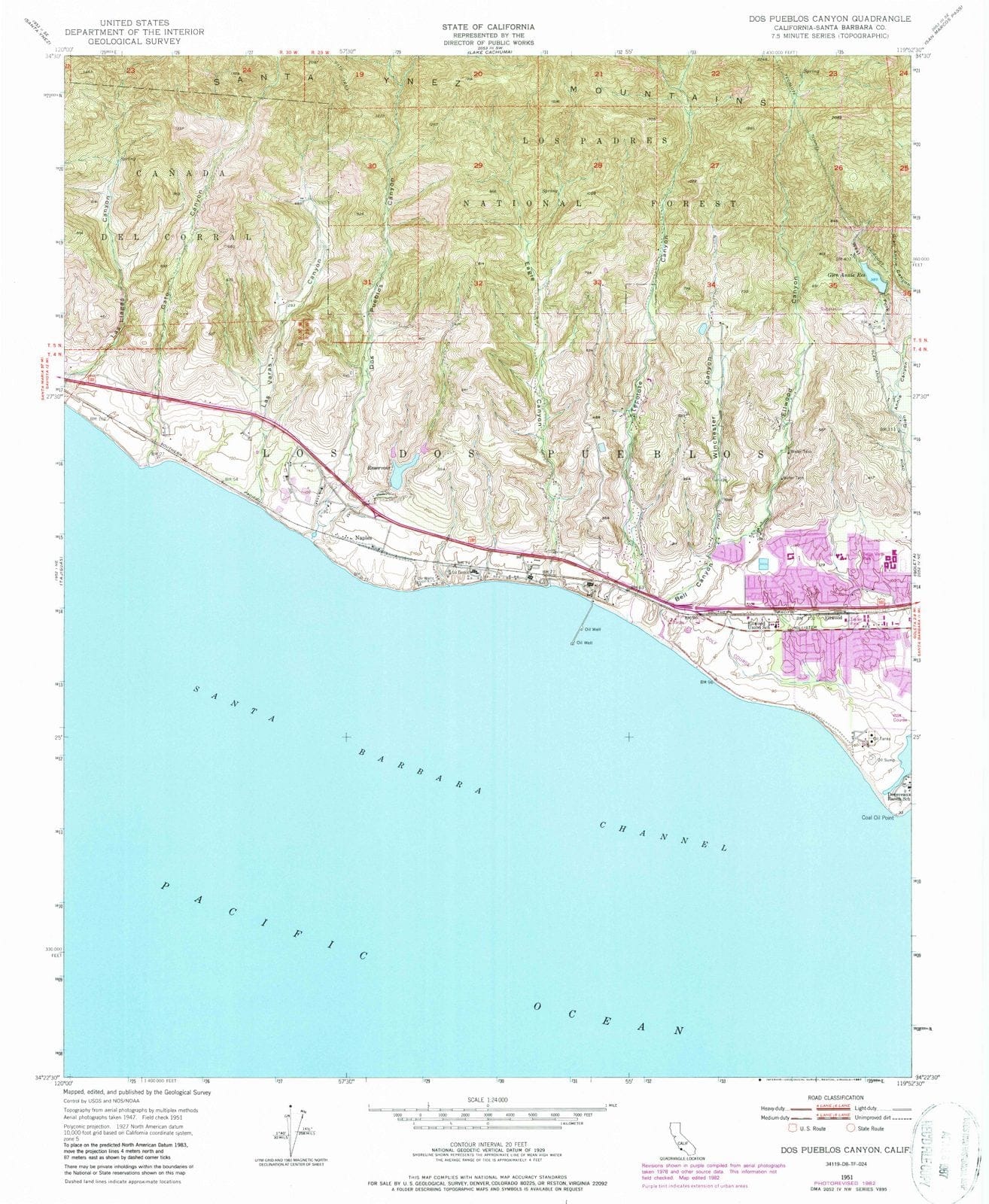 1951 Dos Pueblos Canyon, CA - California - USGS Topographic Map