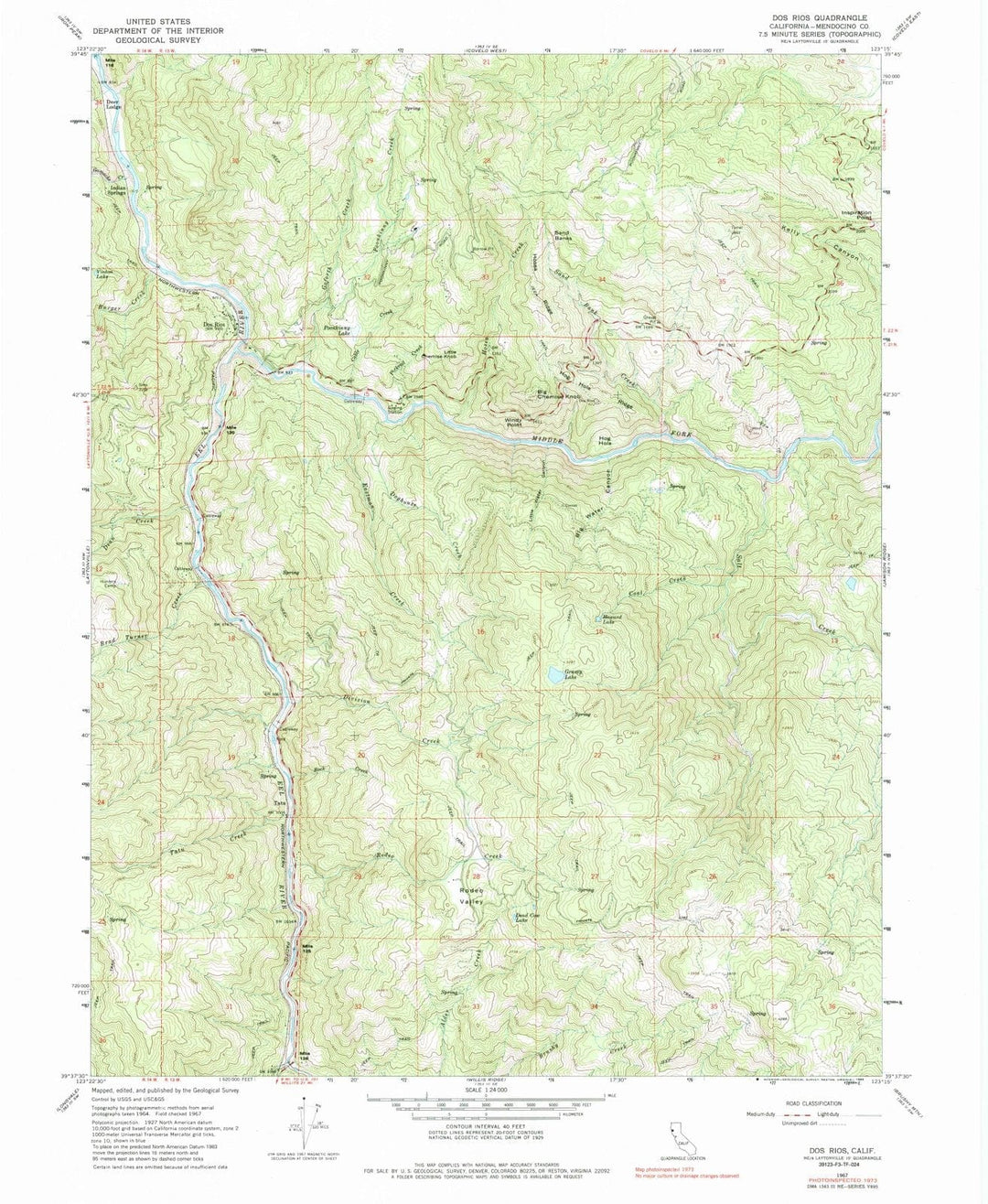 1967 Dos Rios, CA - California - USGS Topographic Map