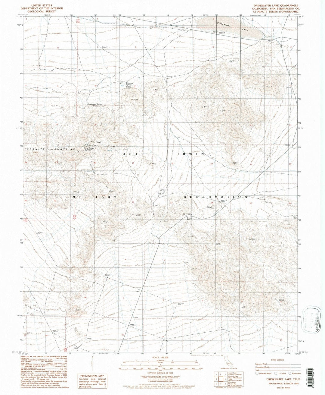1986 Drinkwater Lake, CA - California - USGS Topographic Map