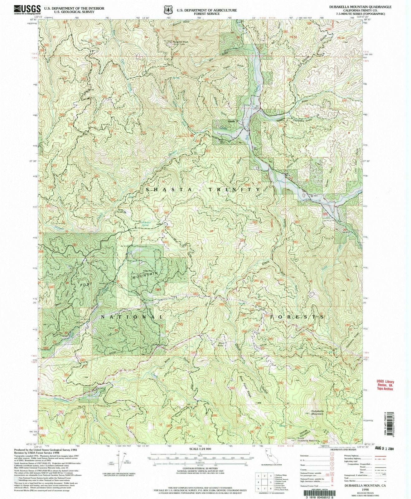 1998 Dubakella Mountain, CA - California - USGS Topographic Map