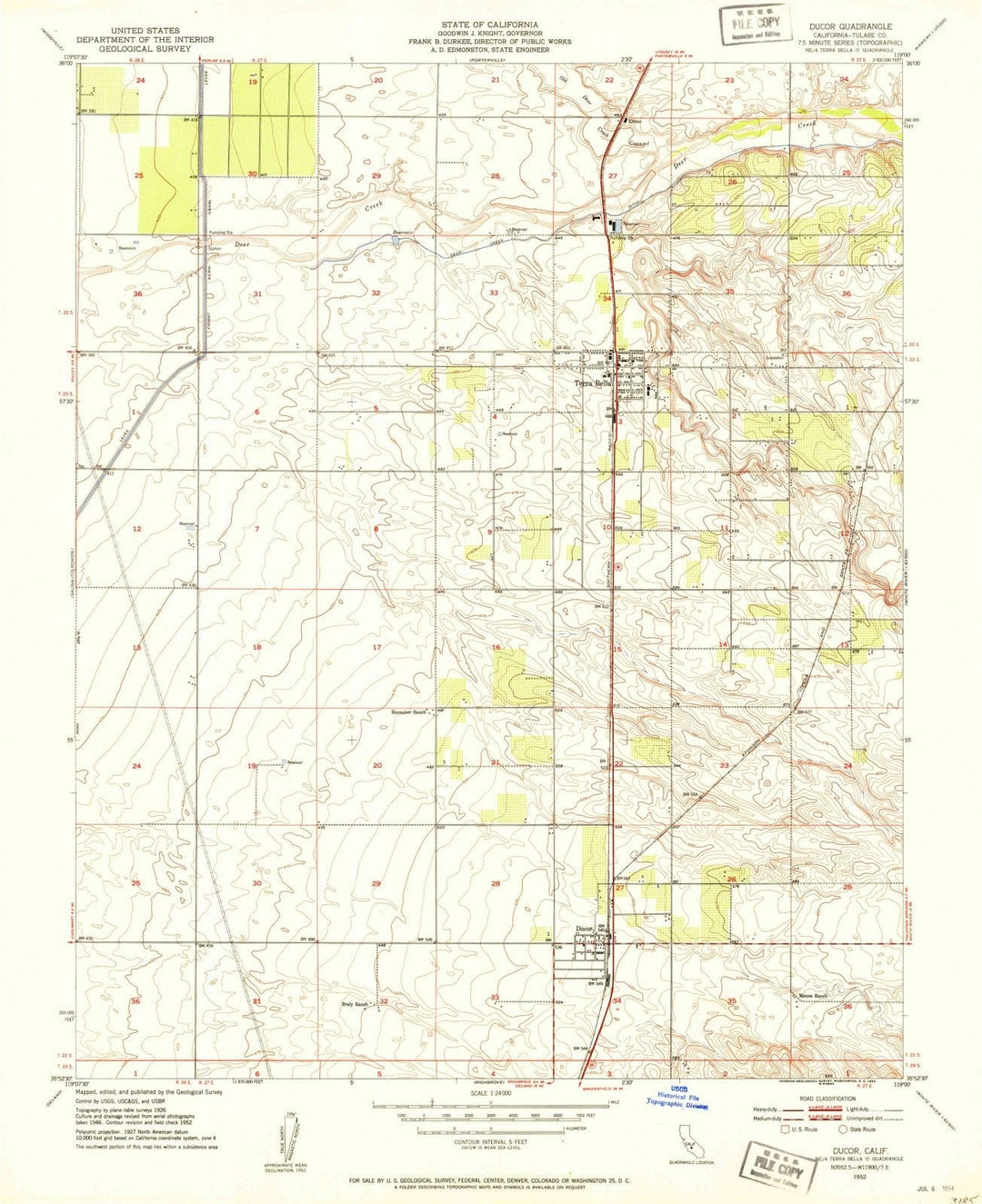 1952 Ducor, CA - California - USGS Topographic Map