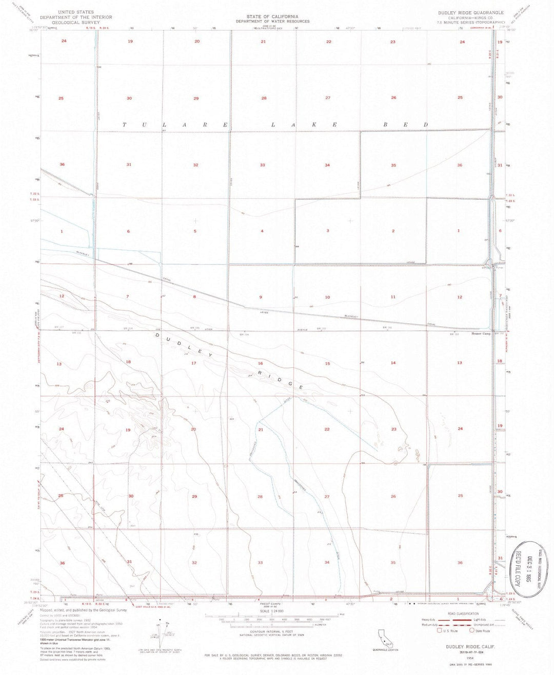 1954 Dudley Ridge, CA - California - USGS Topographic Map