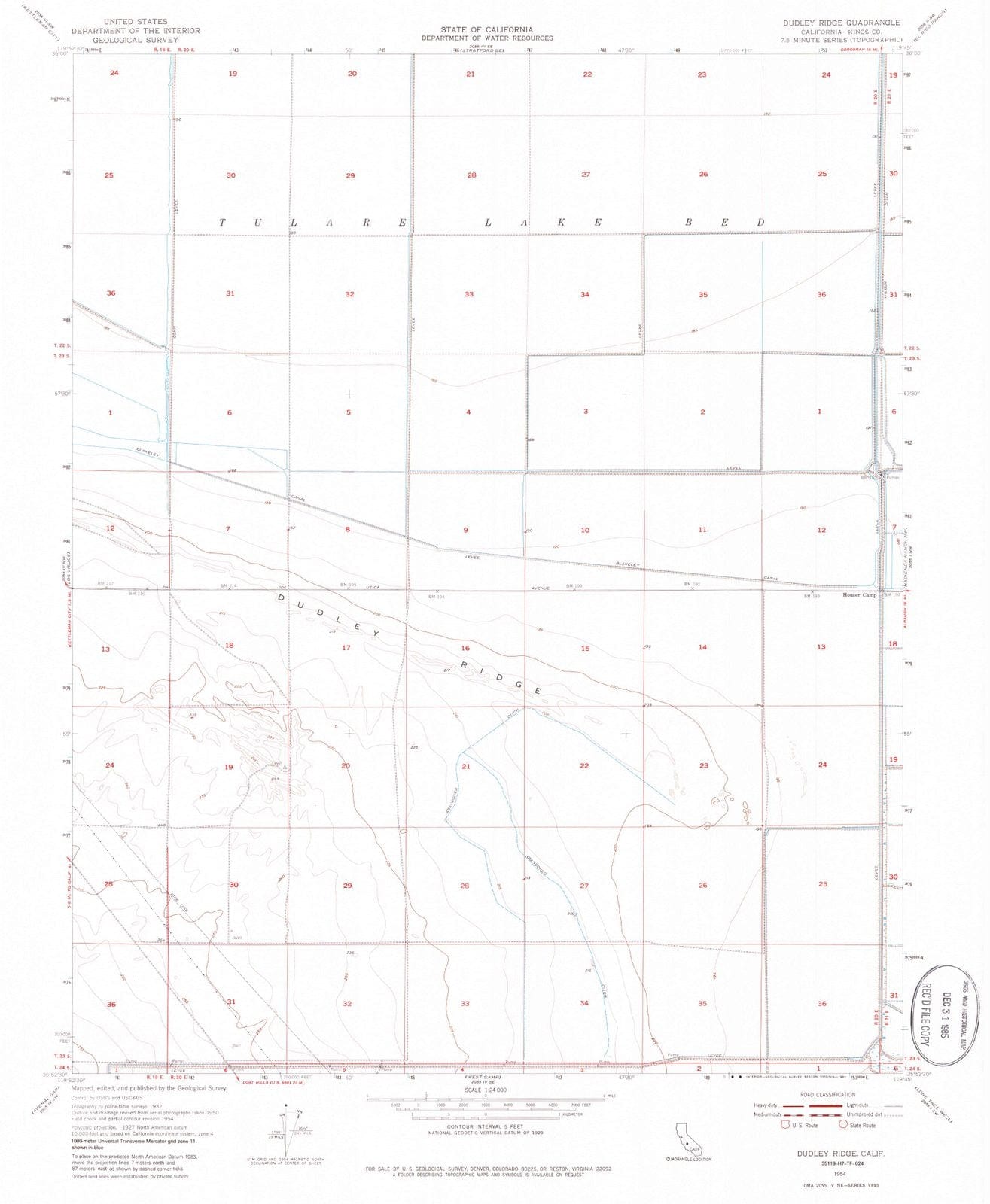 1954 Dudley Ridge, CA - California - USGS Topographic Map