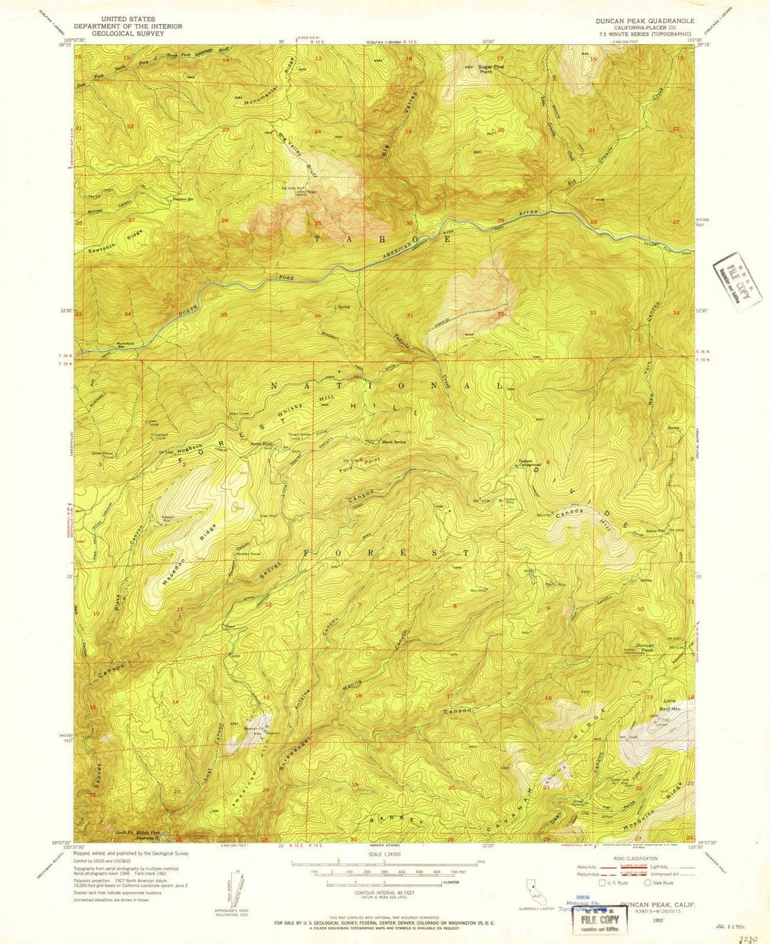 1952 Duncan Peak, CA - California - USGS Topographic Map v2