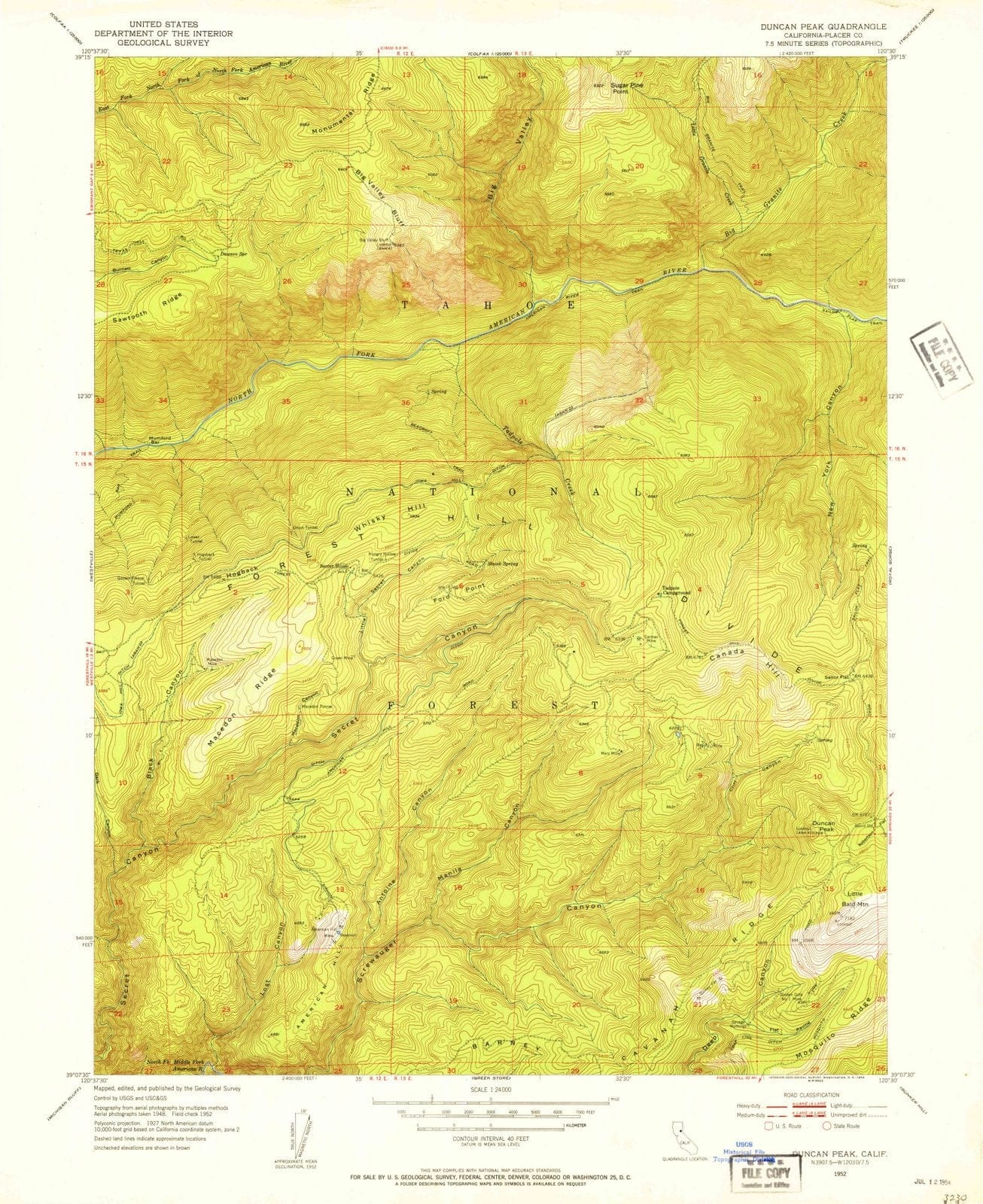 1952 Duncan Peak, CA - California - USGS Topographic Map v2