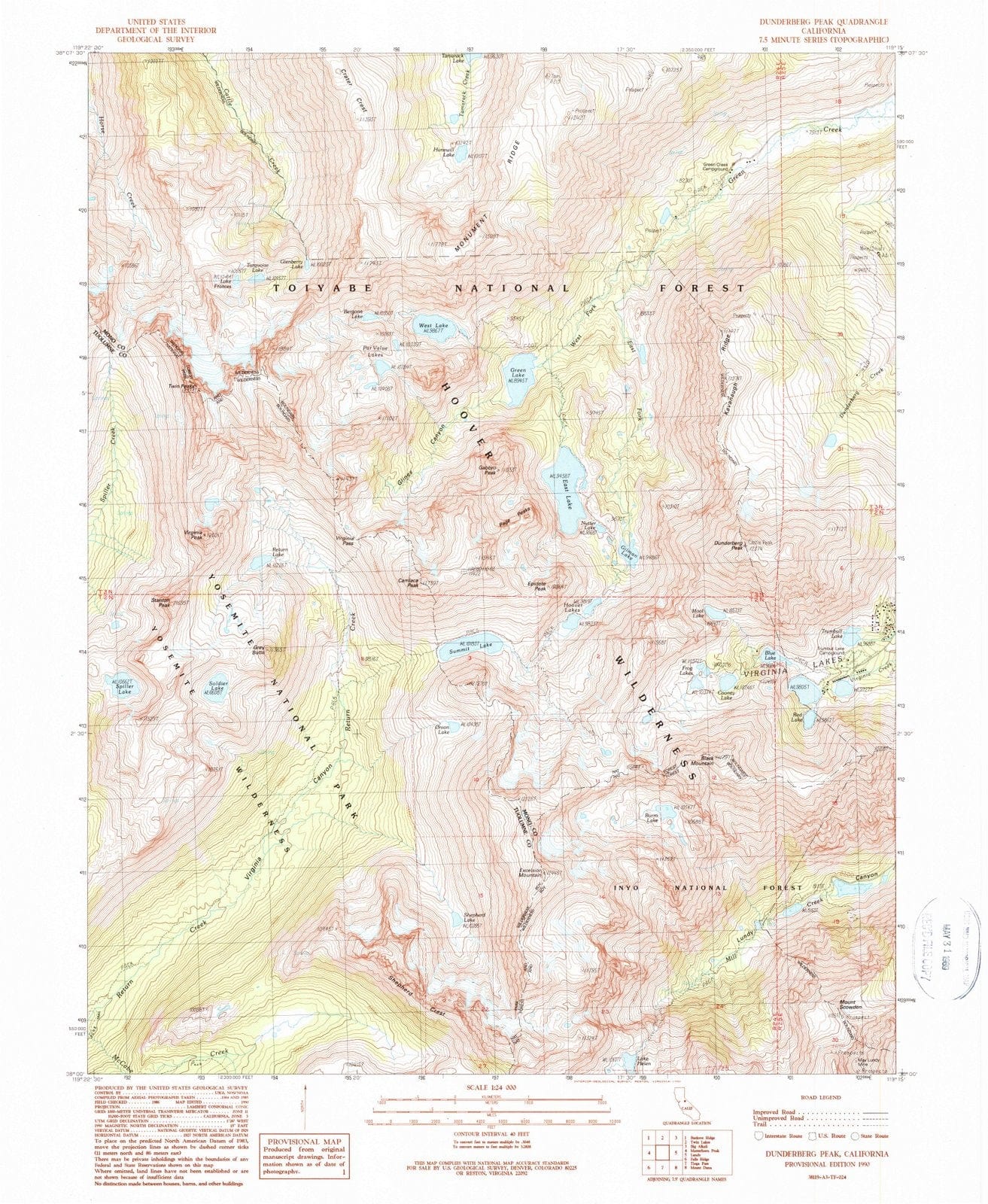 1990 Dunderberg Peak, CA - California - USGS Topographic Map