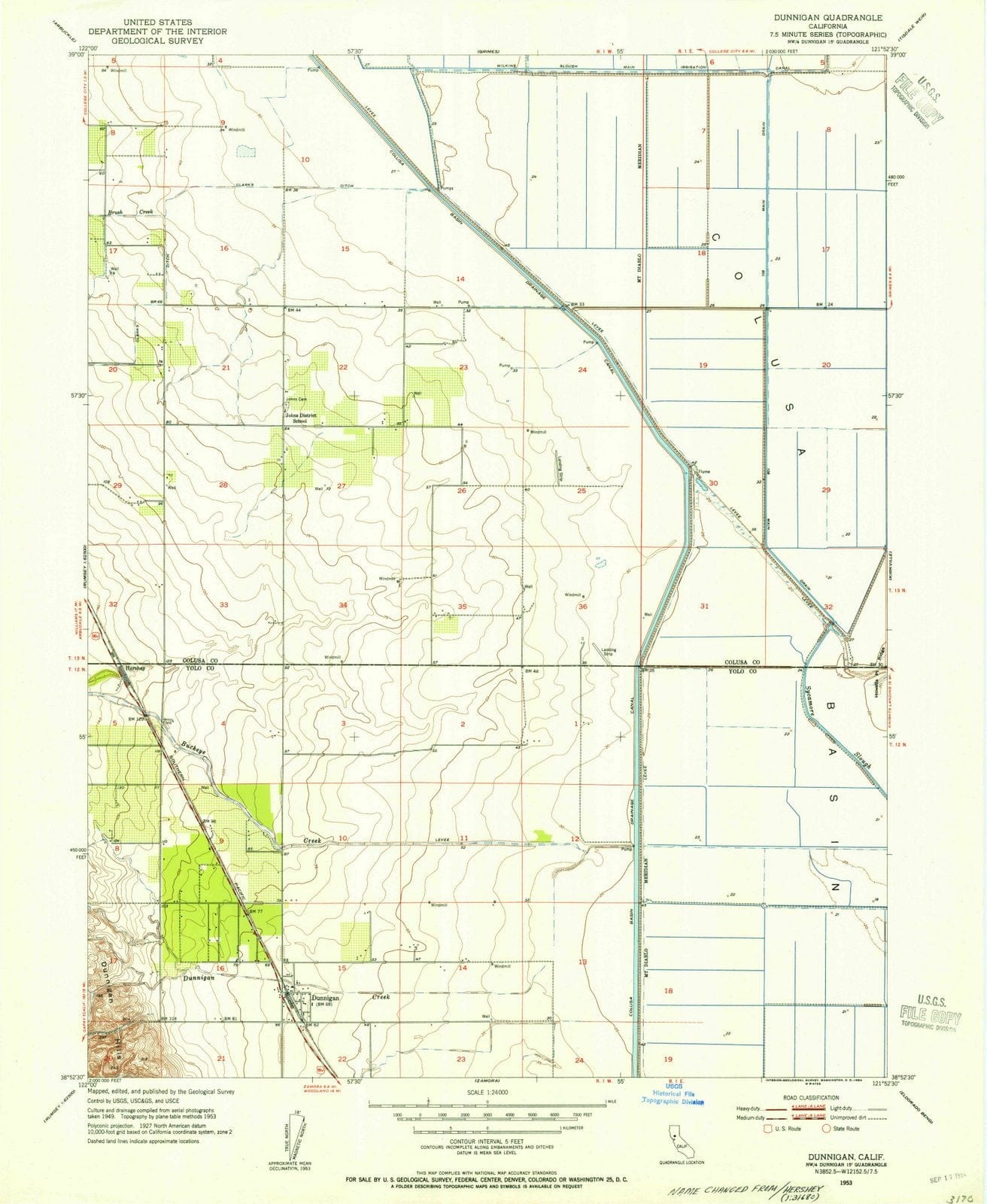1953 Dunnigan, CA - California - USGS Topographic Map