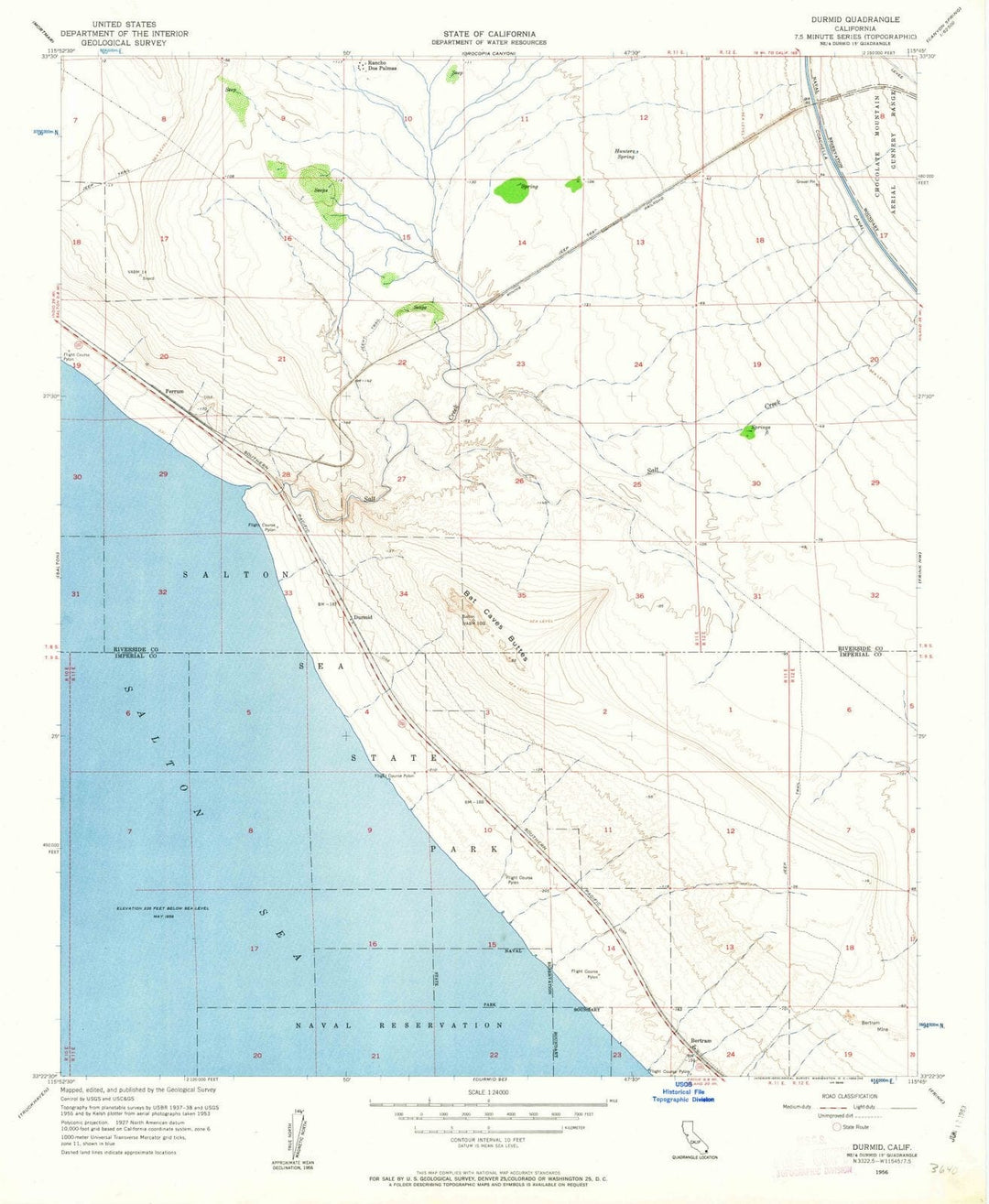 1956 Durmid, CA - California - USGS Topographic Map v2