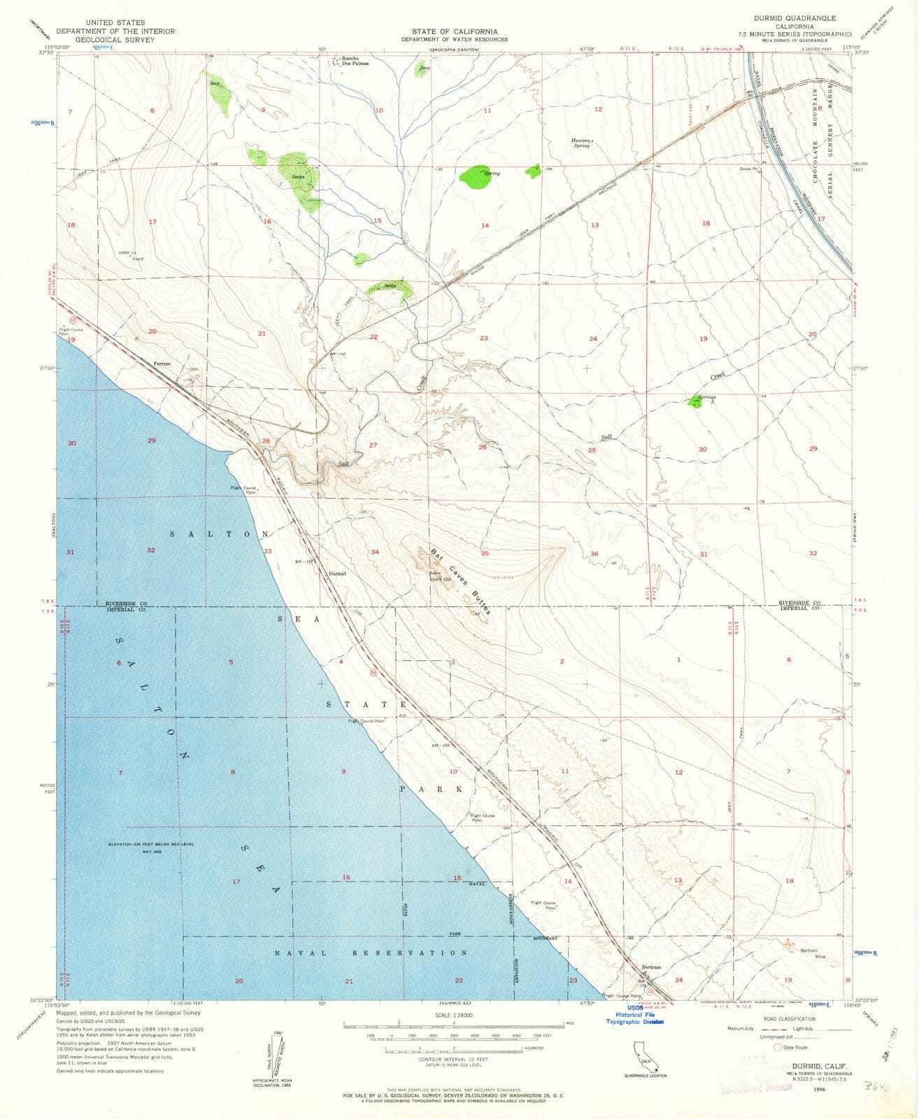 1956 Durmid, CA - California - USGS Topographic Map v2