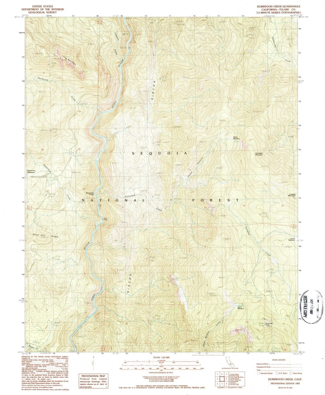 1987 Durrwood Creek, CA - California - USGS Topographic Map