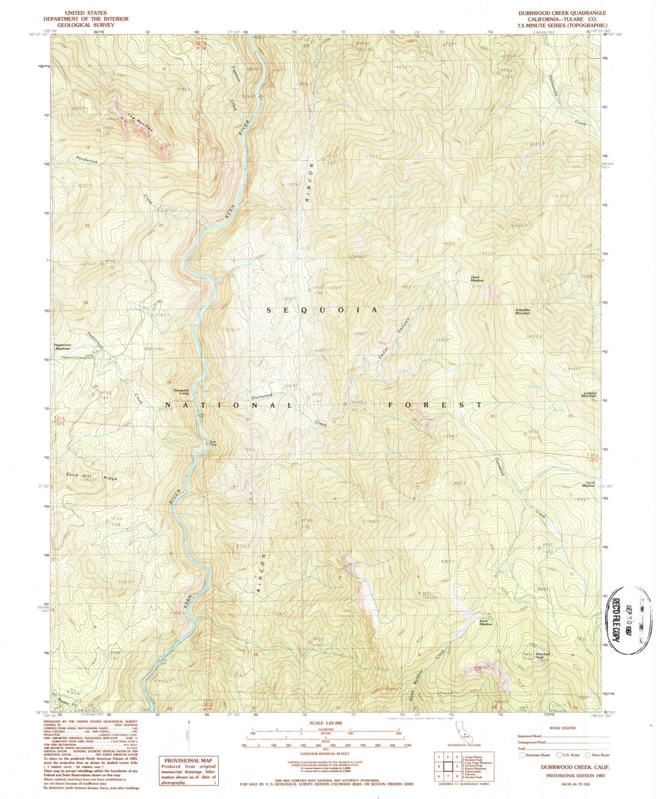 1987 Durrwood Creek, CA - California - USGS Topographic Map