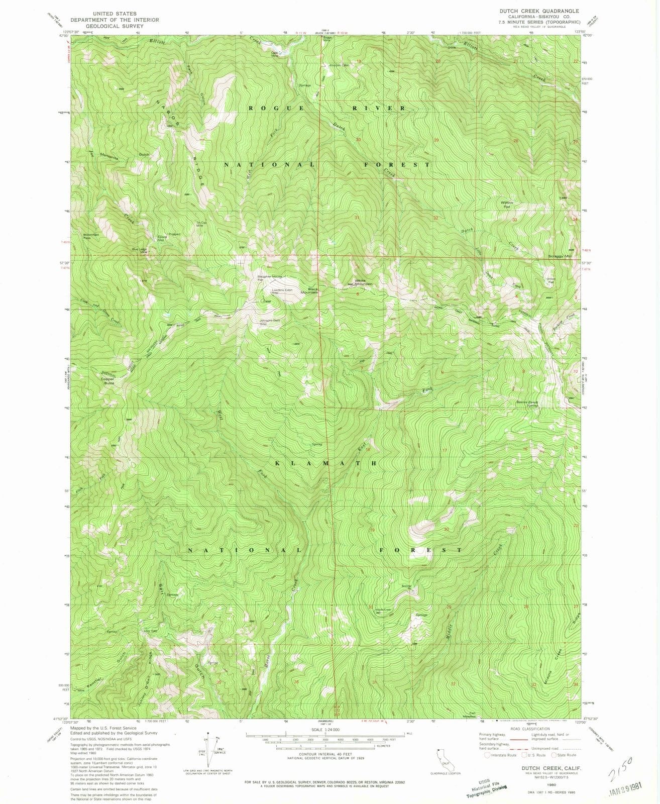 1980 Dutch Creek, CA - California - USGS Topographic Map
