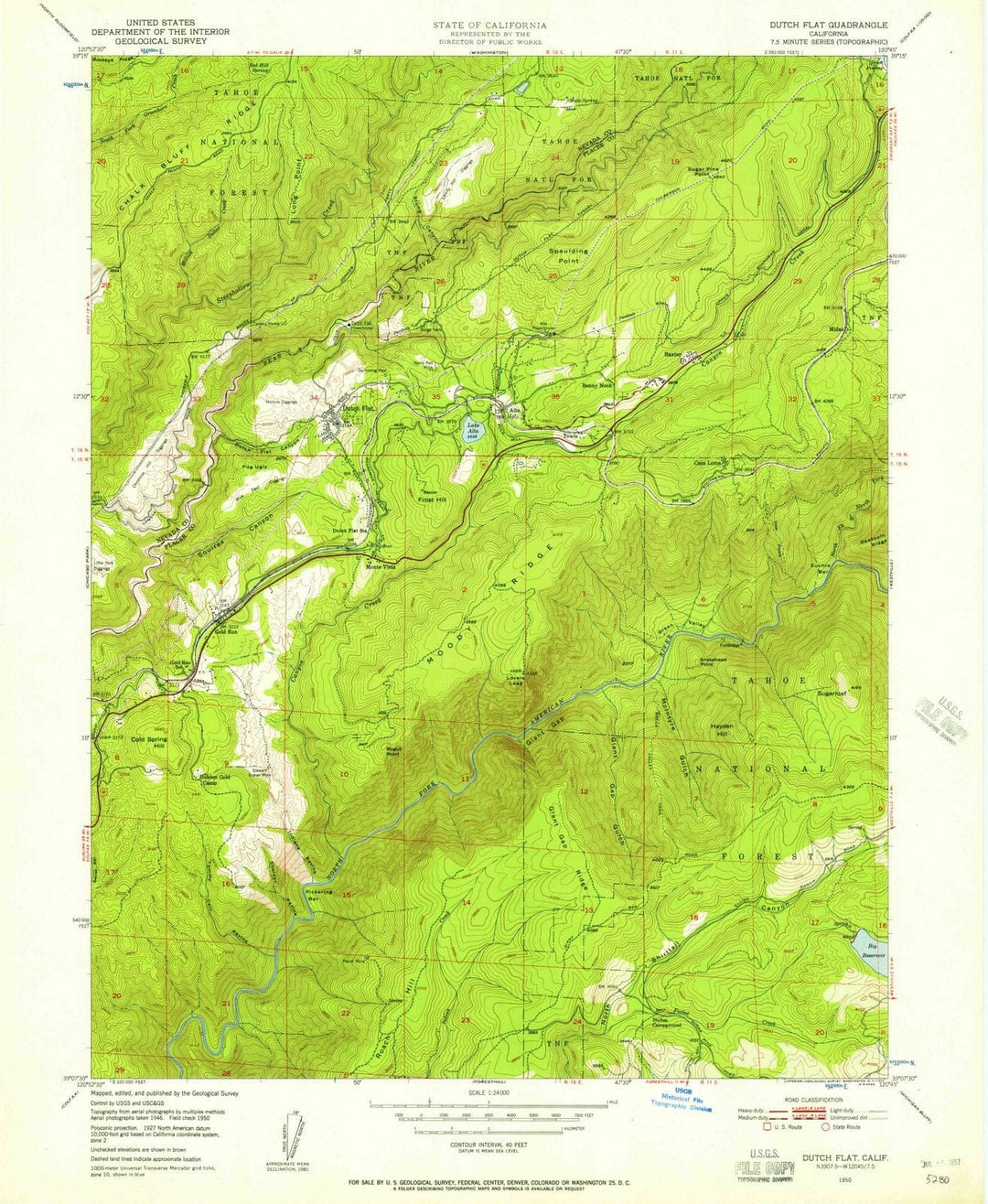 1950 Dutch Flat, CA - California - USGS Topographic Map