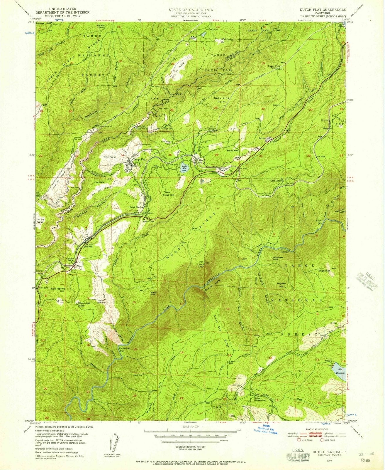 1950 Dutch Flat, CA - California - USGS Topographic Map
