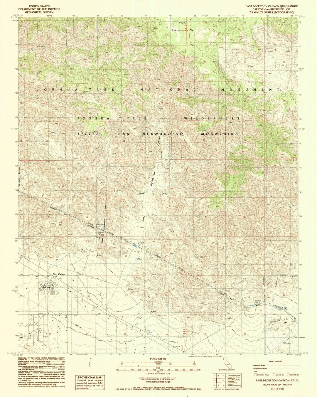 1988 East Deception Canyon, CA - California - USGS Topographic Map