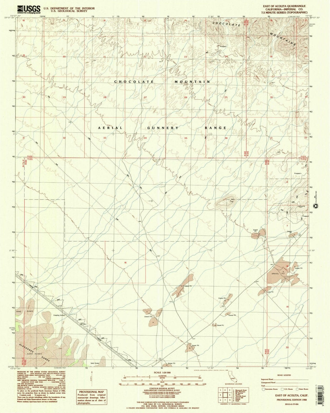 1988 East of Acolita, CA - California - USGS Topographic Map