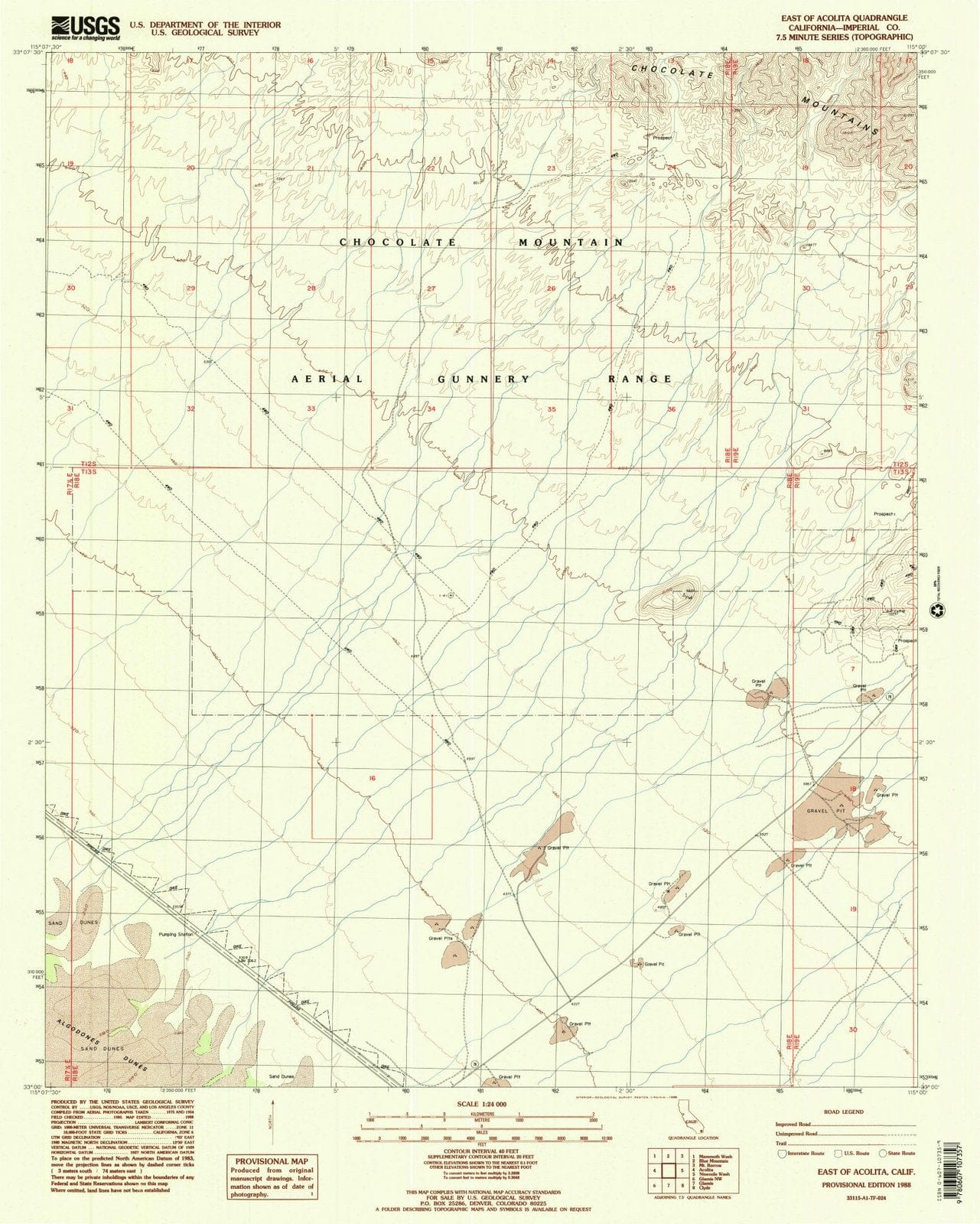 1988 East of Acolita, CA - California - USGS Topographic Map