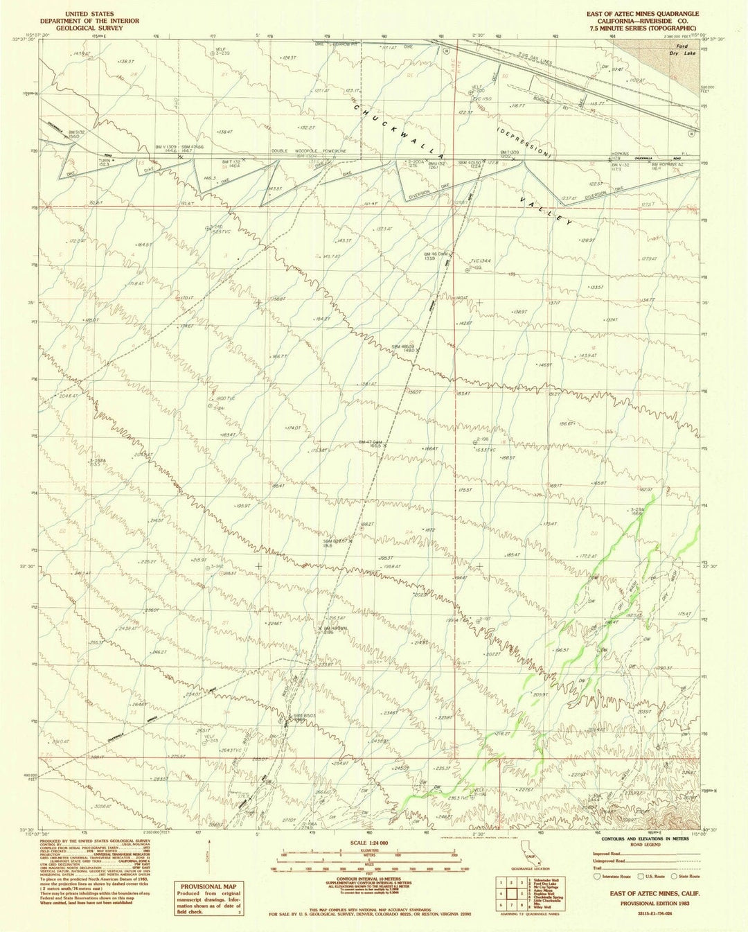 1983 East of Aztec Mines, CA - California - USGS Topographic Map