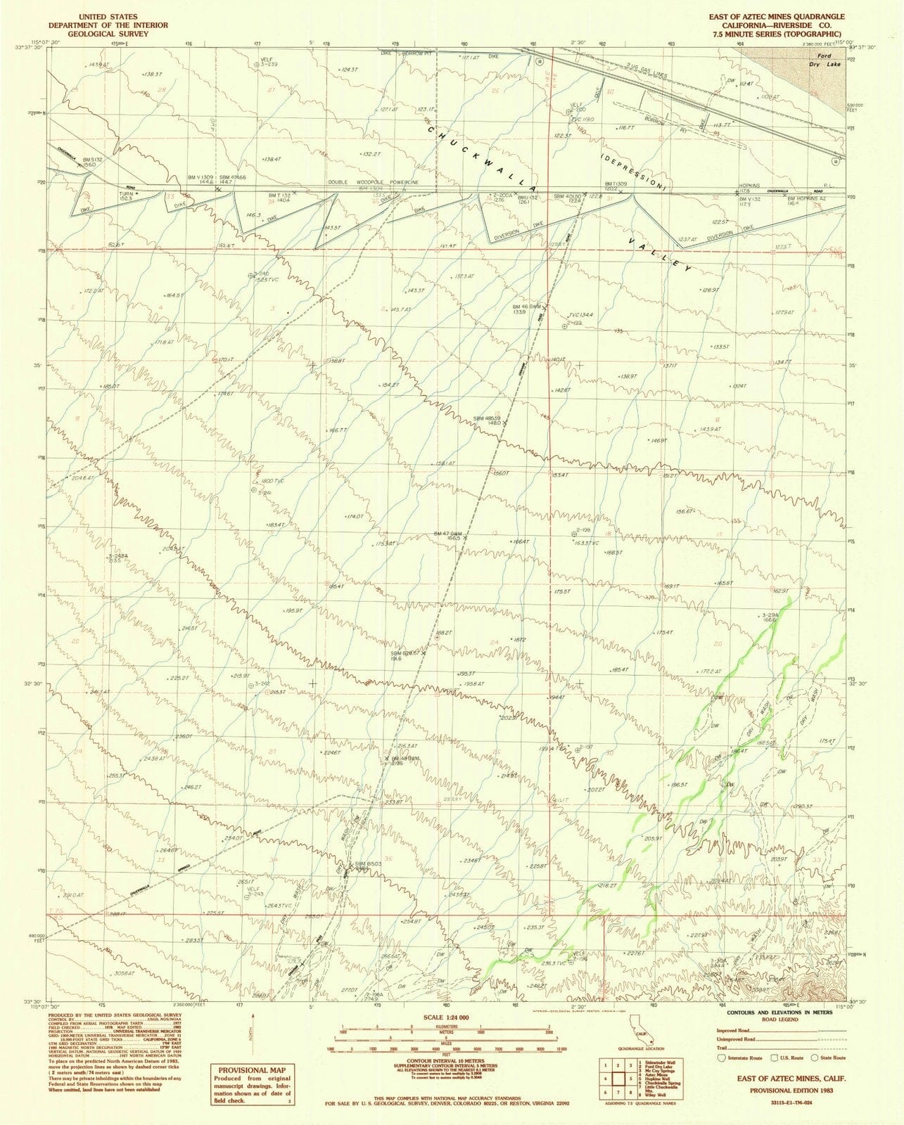 1983 East of Aztec Mines, CA - California - USGS Topographic Map