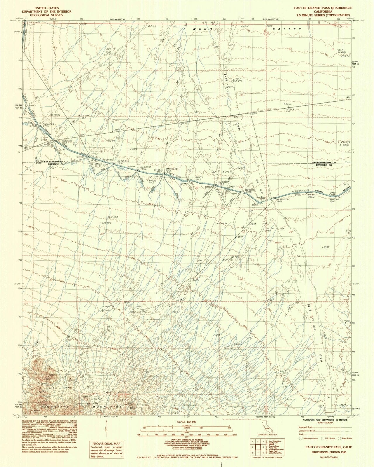 1983 East of Granite Pass, CA - California - USGS Topographic Map