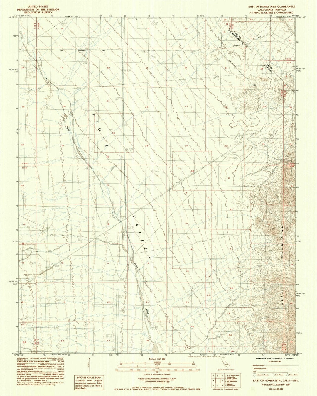1984 East of Homer MTN, CA - California - USGS Topographic Map