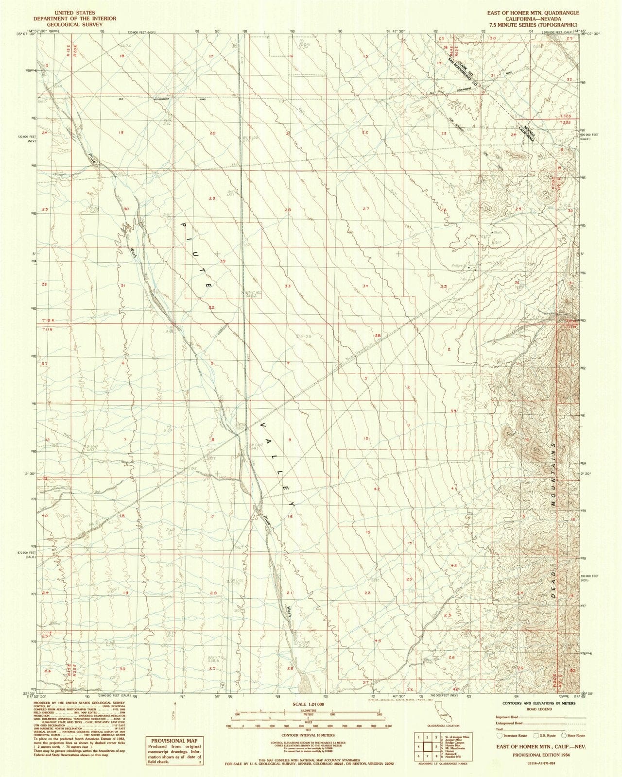 1984 East of Homer MTN, CA - California - USGS Topographic Map