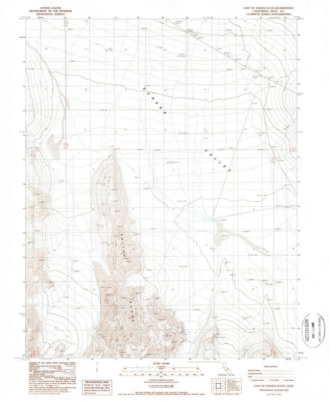 1987 East of Joshua Flats, CA - California - USGS Topographic Map