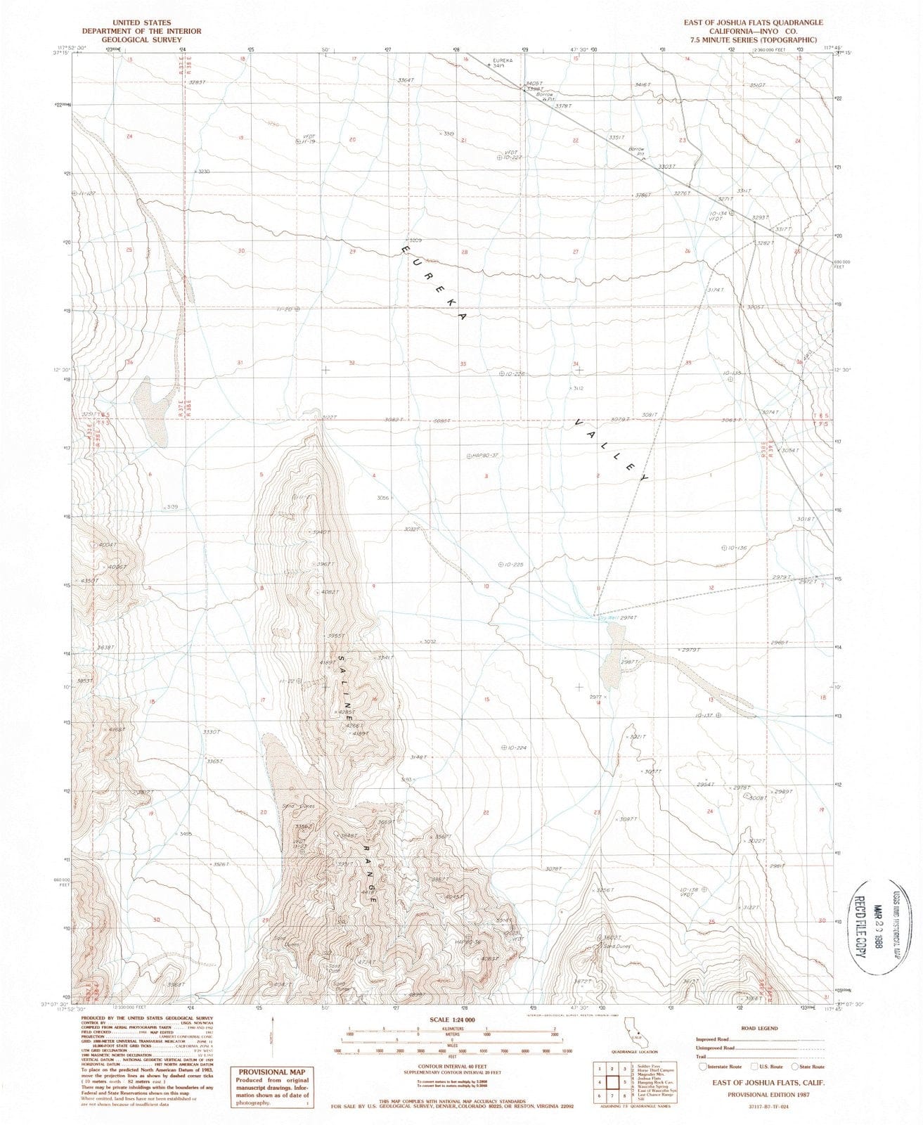 1987 East of Joshua Flats, CA - California - USGS Topographic Map