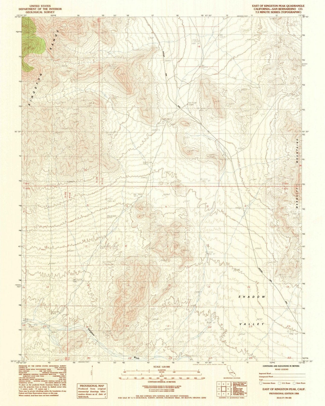 1984 East of Kingston Peak, CA - California - USGS Topographic Map