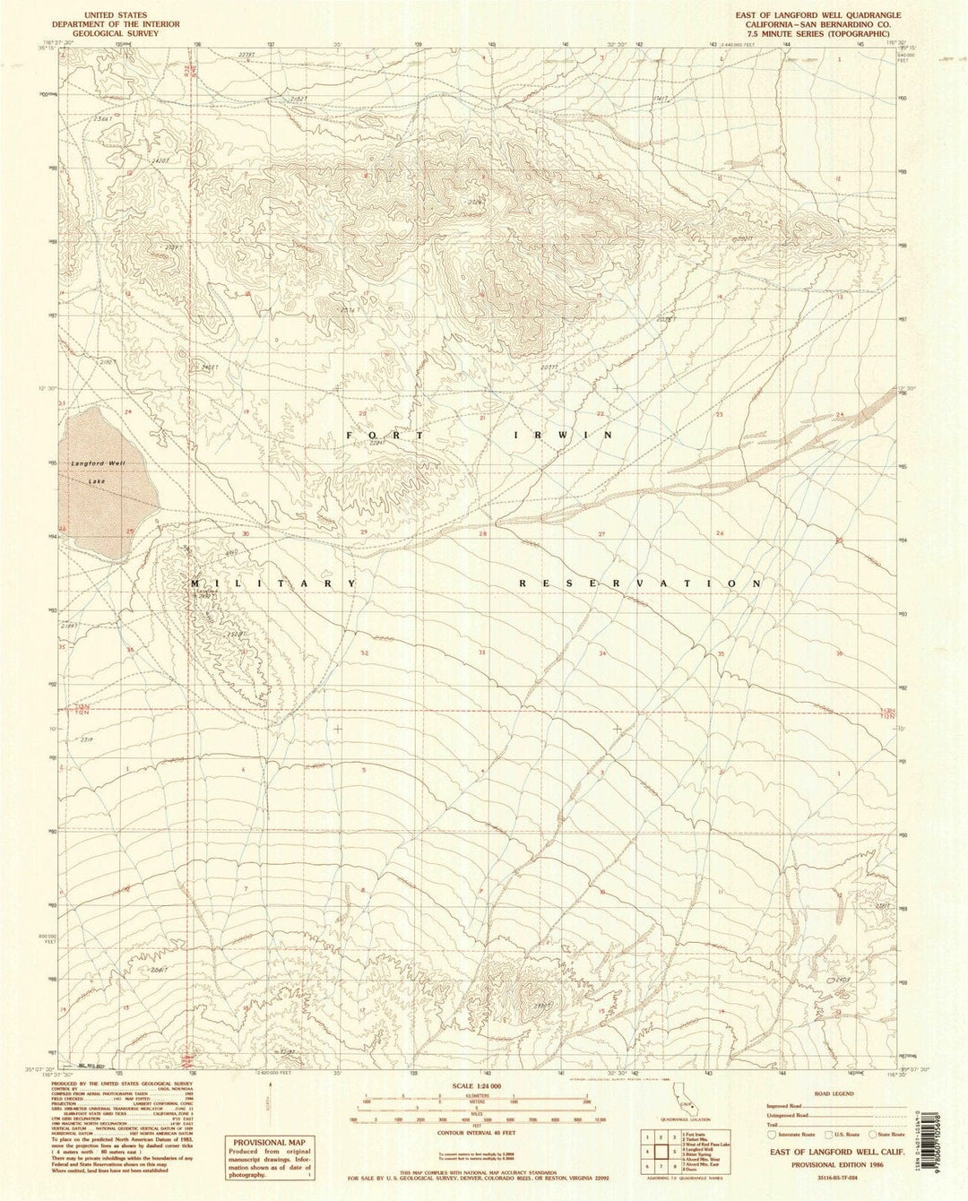 1986 East of Langford Well, CA - California - USGS Topographic Map