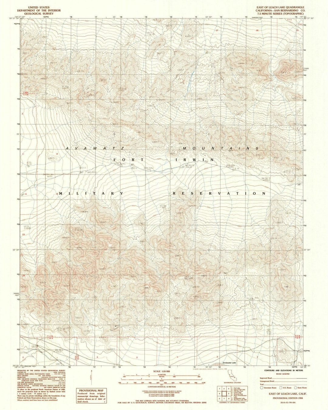 1984 East of Leach Lake, CA - California - USGS Topographic Map