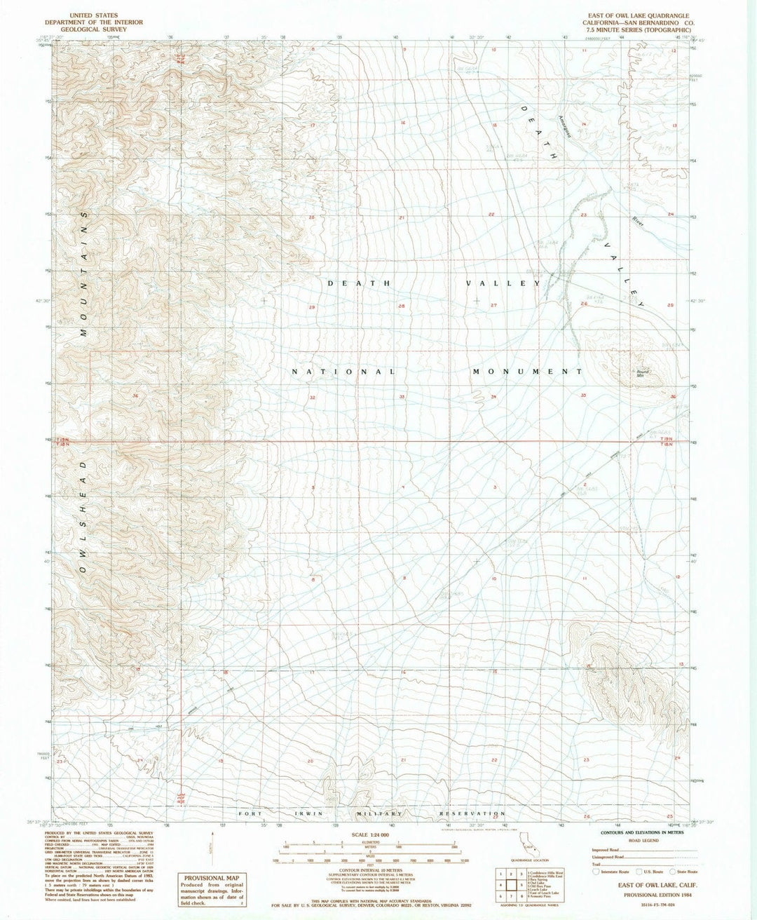1984 East of Owl Lake, CA - California - USGS Topographic Map