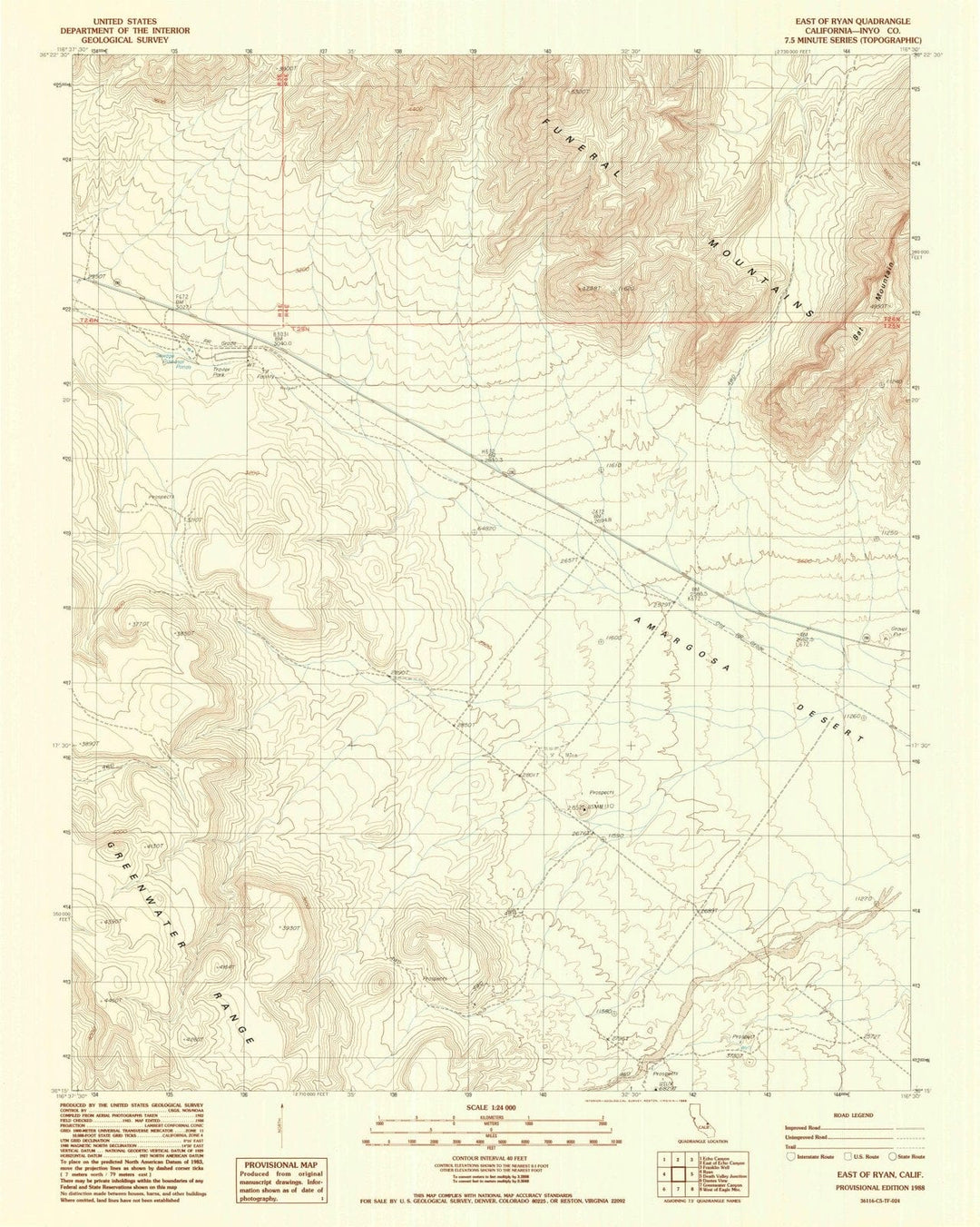 1988 East of Ryan, CA - California - USGS Topographic Map